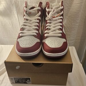 Nike Red and White High-Top Sneakers